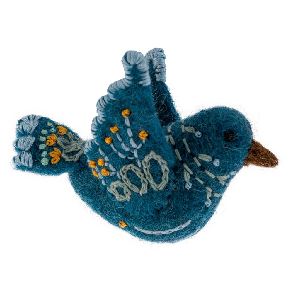 Karma Gifts Blue Scandi Bird Felted Ornament