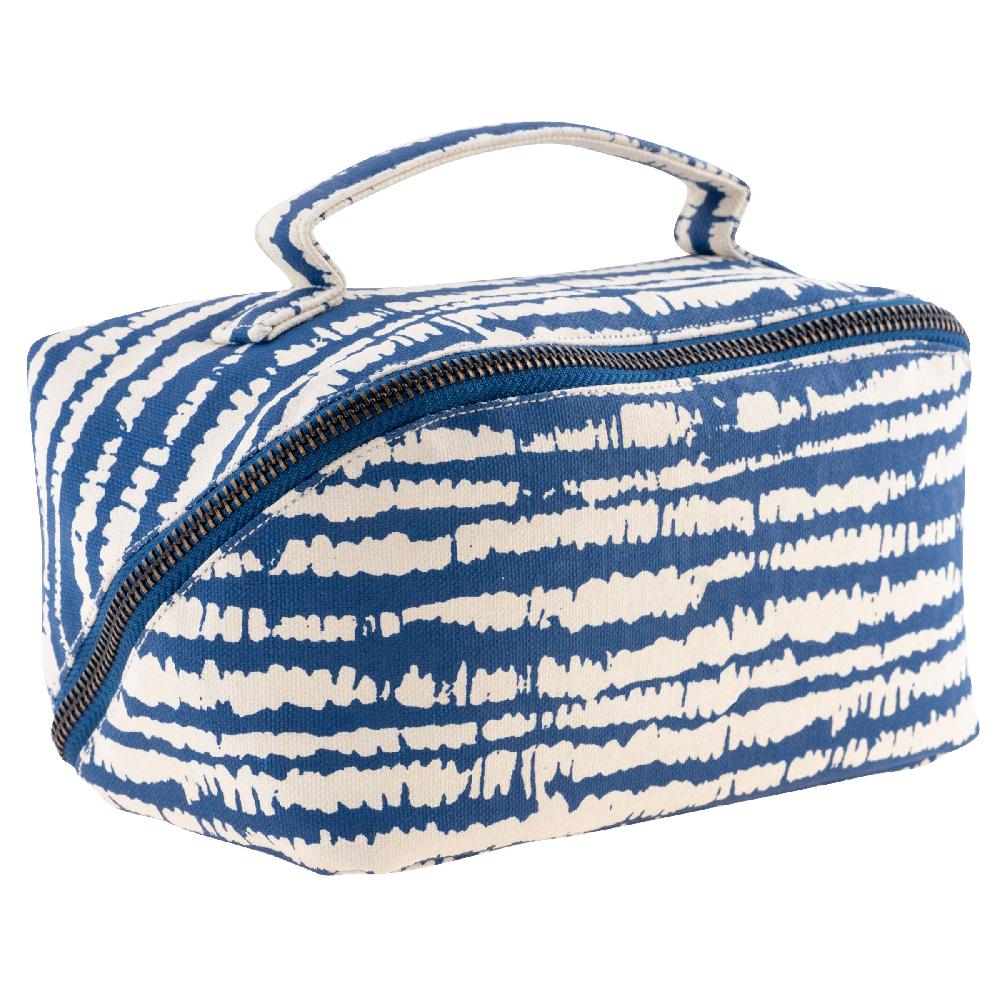 karma gifts Blue Shibori Zip Cosmetic Bag