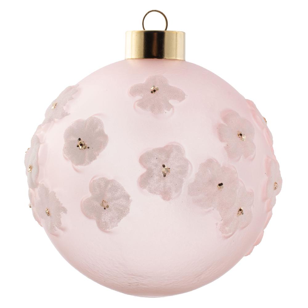 karma gifts Blush Sugared Flower Glass Ornament