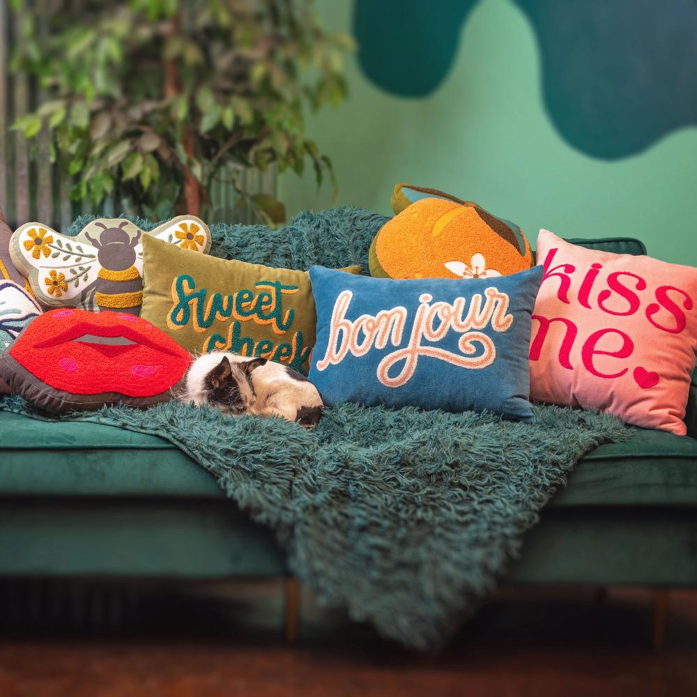 Karma Gifts Bon Jour Lumbar Velvet Pillow