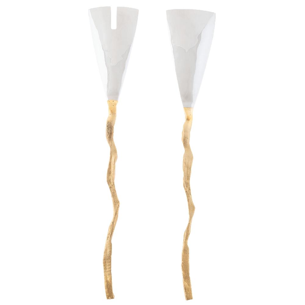 karma gifts Brass Set of 2 Branch Salad Servers