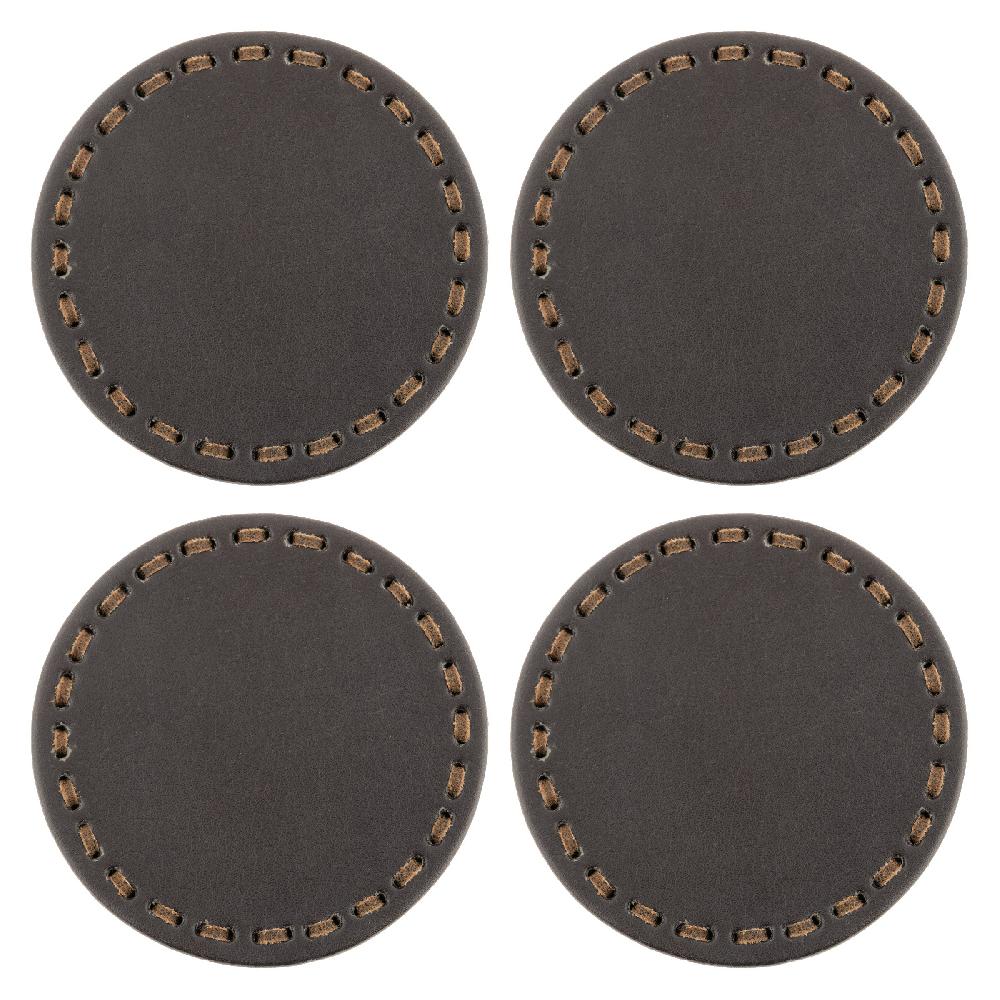 karma gifts Bronco Brown Round Leather Coasters