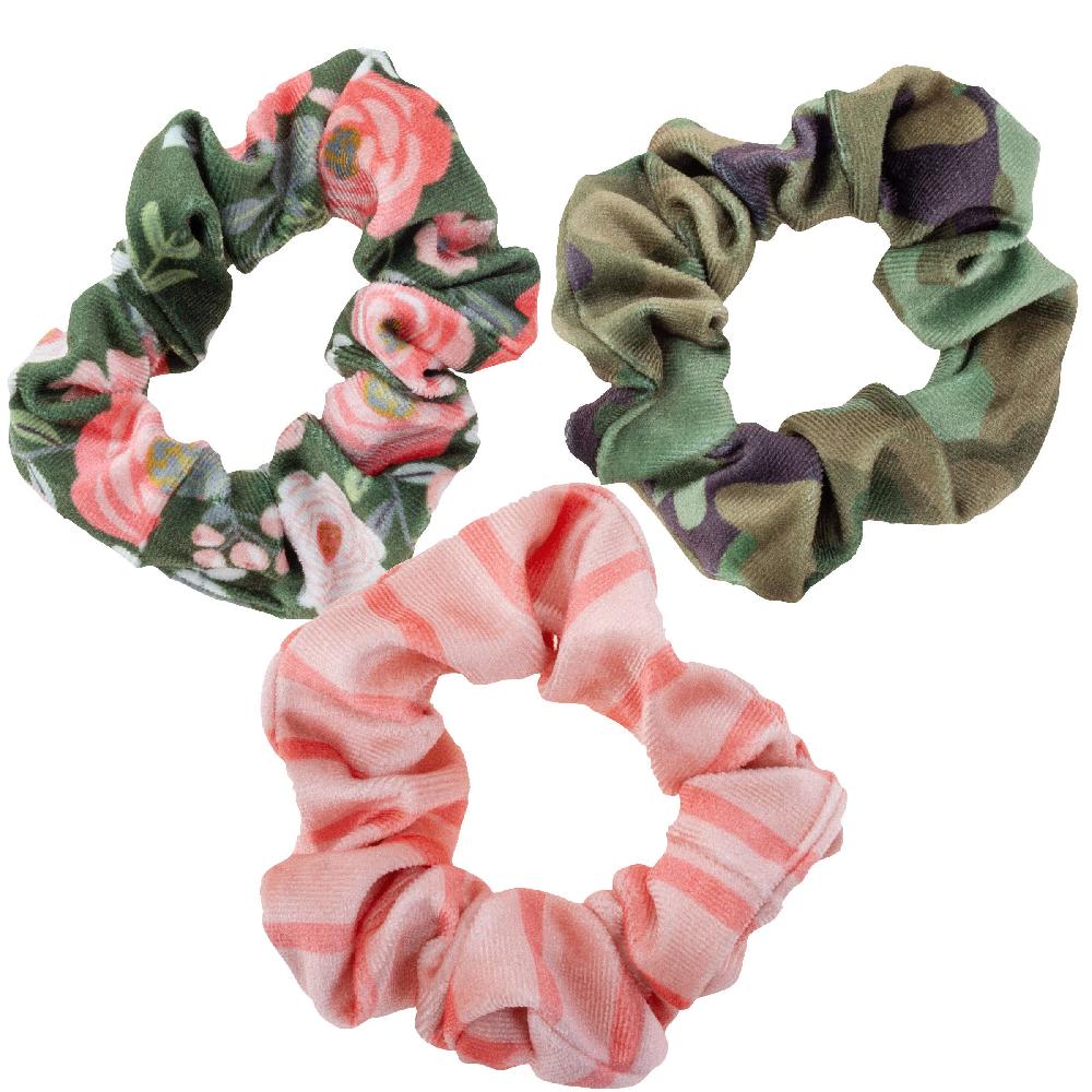 karma gifts Camo Velvet Scrunchies - 3 Pack