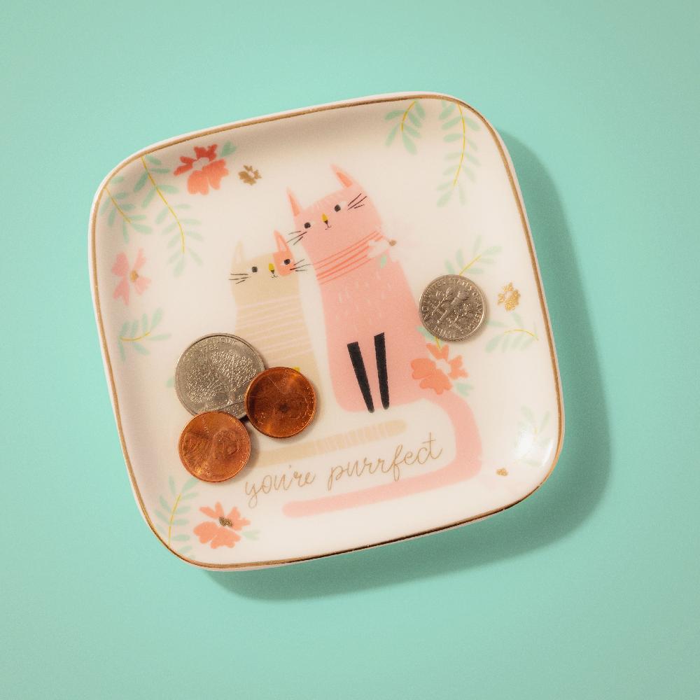 Karma Gifts Cat Flora Square Trinket Trays Large