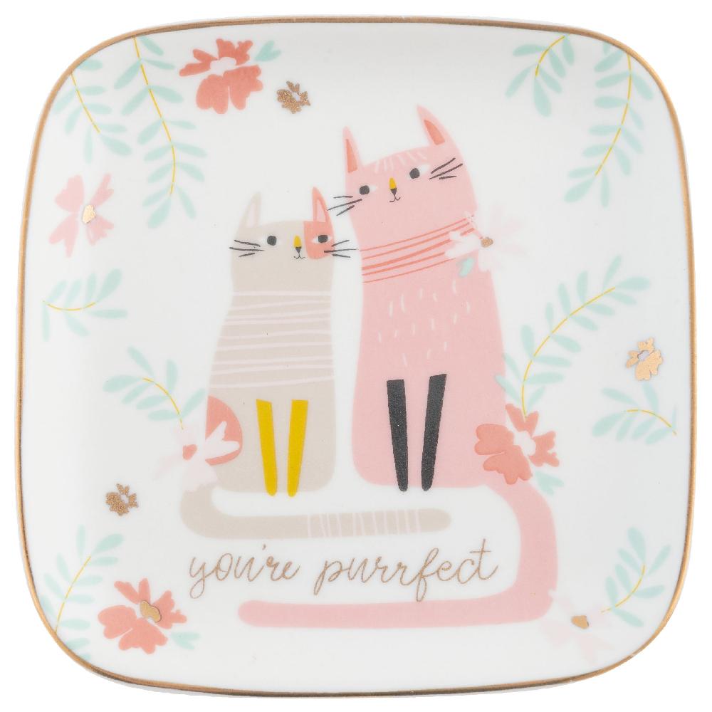 karma gifts Cat Flora Square Trinket Trays Large