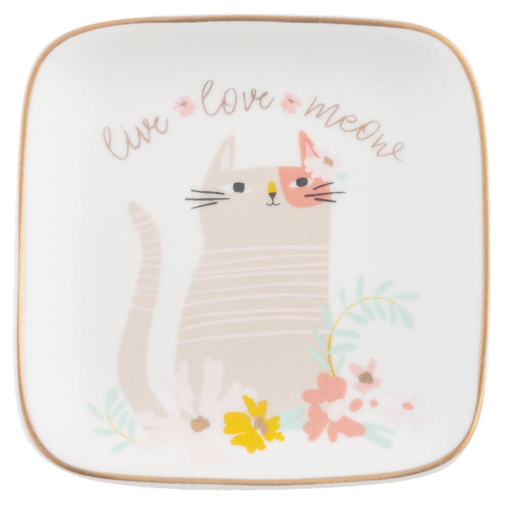 karma gifts Cat Flora Square Trinket Trays Small