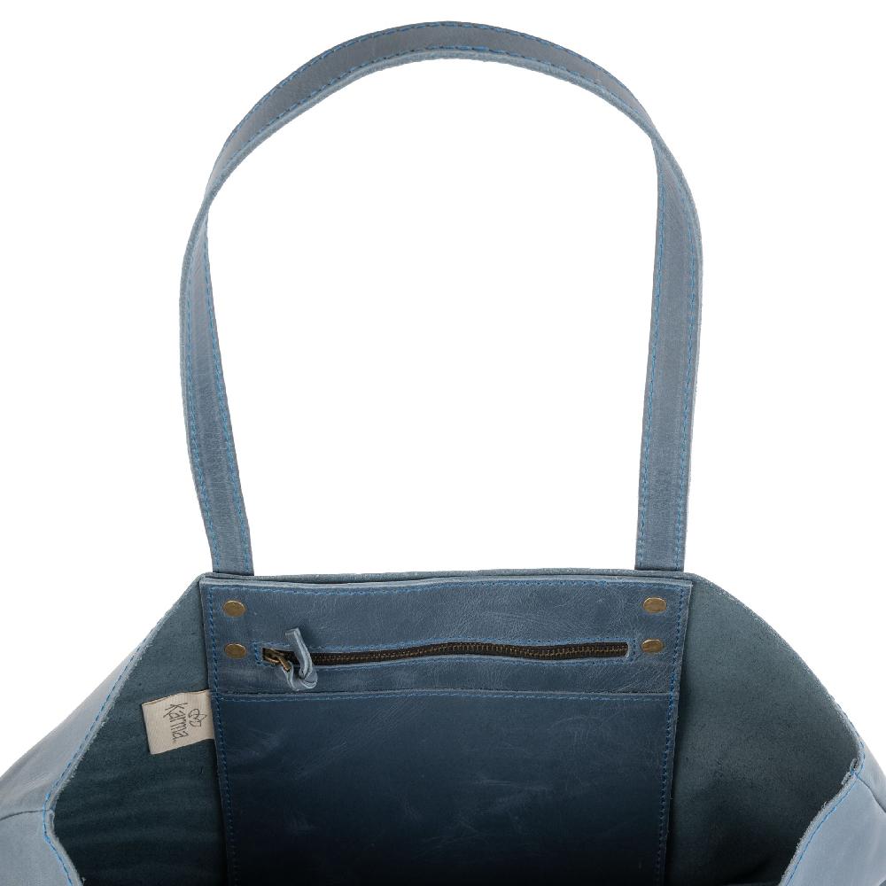 Karma Gifts Cerulean Leather Tote Bag
