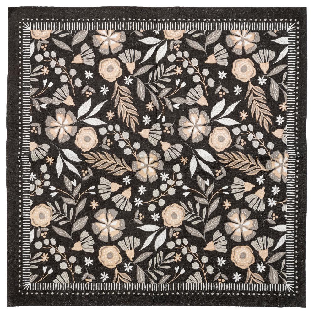 Karma Gifts Charcoal Floral Cocktail Paper Napkins