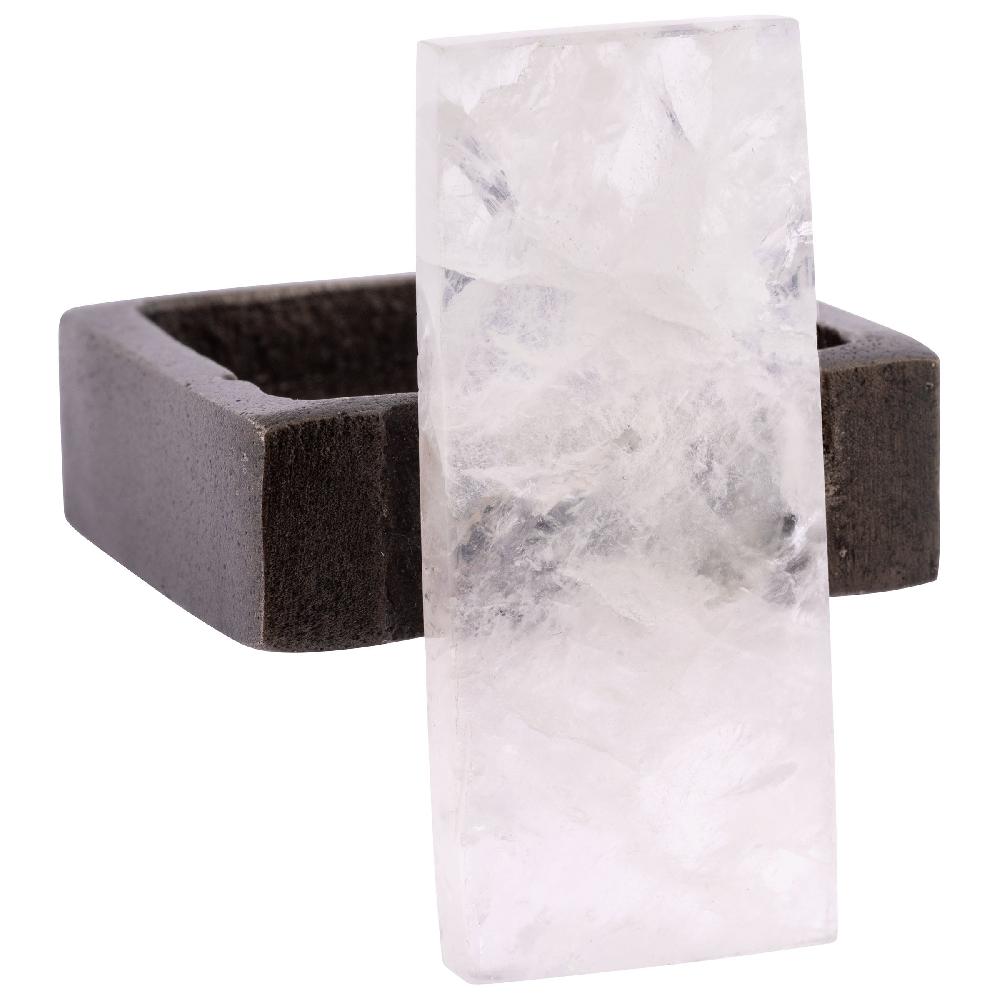 Karma Gifts Clear Rock Crystal / Black Napkin Rings