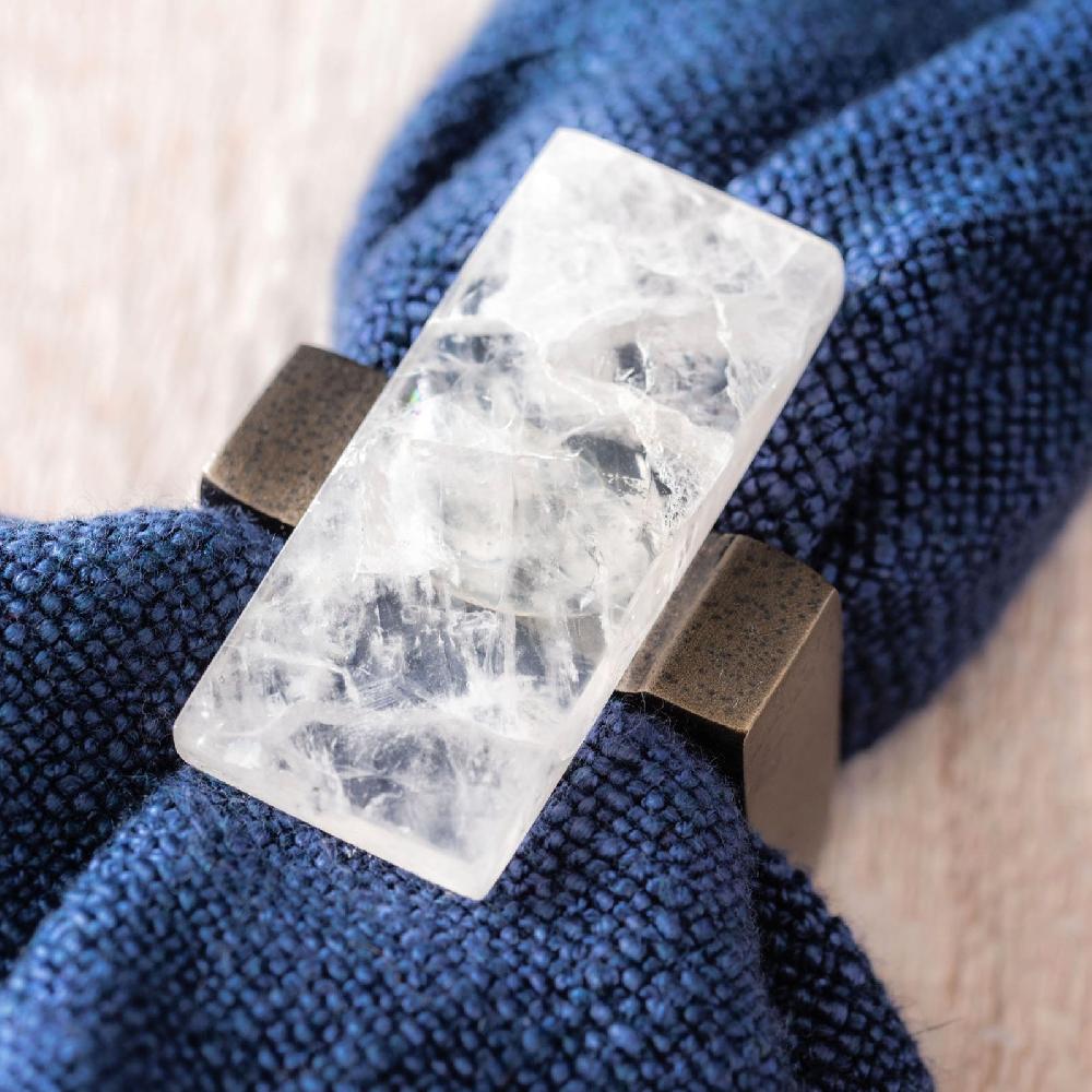 Karma Gifts Clear Rock Crystal / Black Napkin Rings