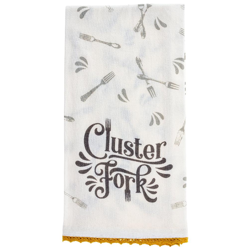 karma gifts Cluster Fork Flour Sack Tea Towel