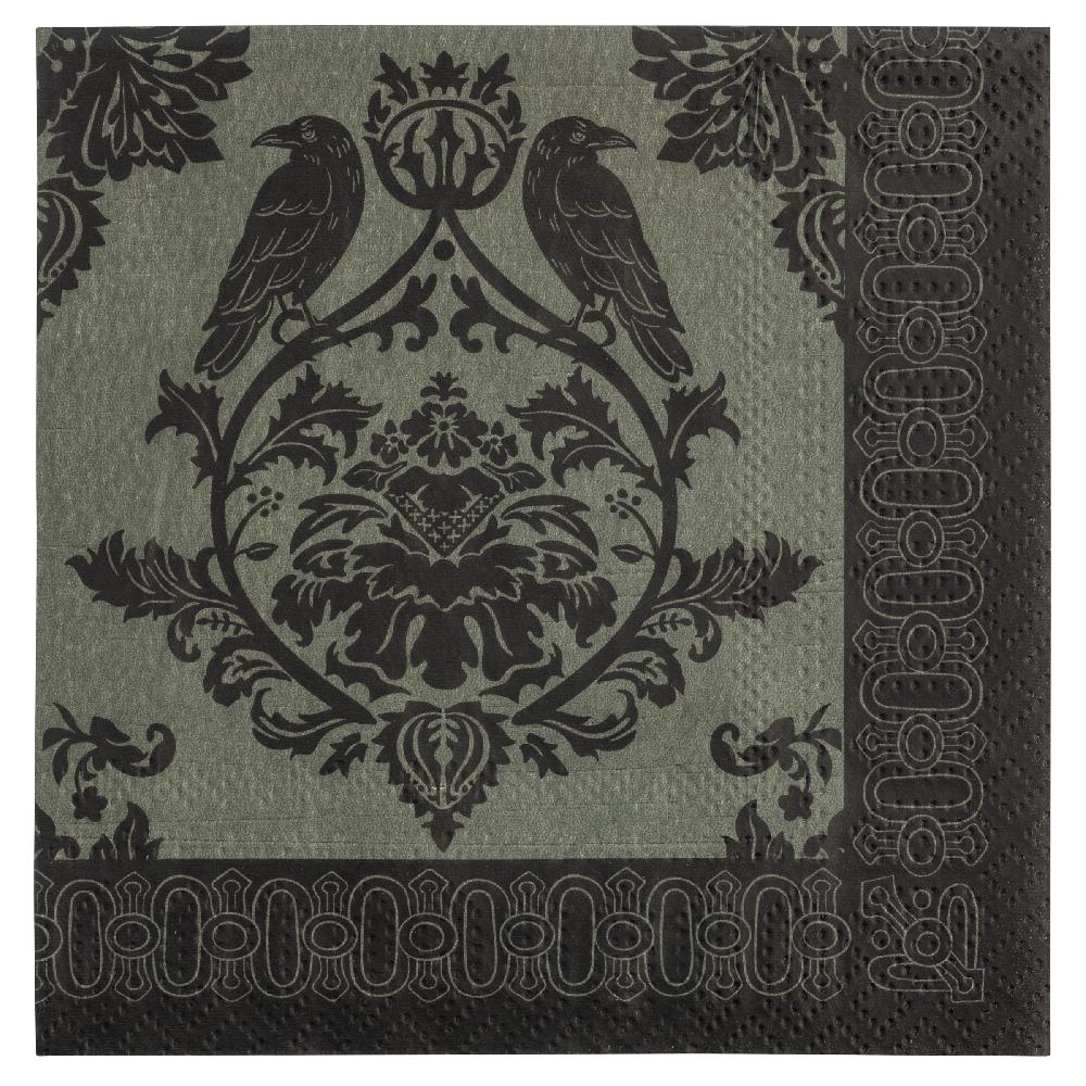 karma gifts Damask Crow Cocktail Paper Napkins