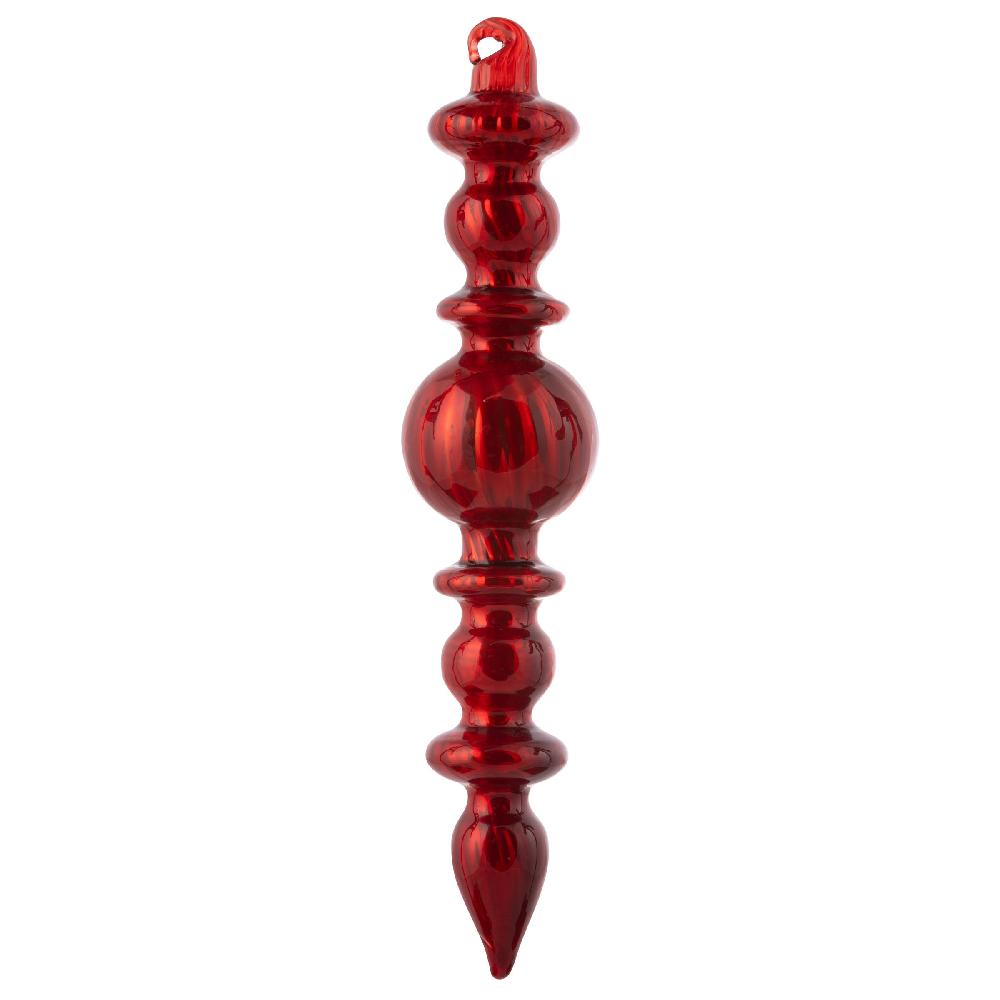 Karma Gifts Drop Finial Shiny Fluted Ruby Ornament