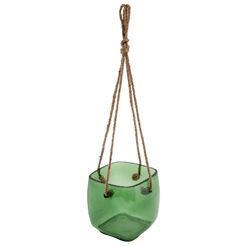 karma gifts Emerald Hand Blown Hanging Glass Vases