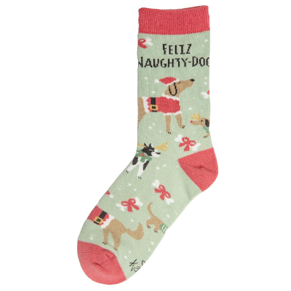 Karma Gifts Feliz Naughty Dog Holiday Socks