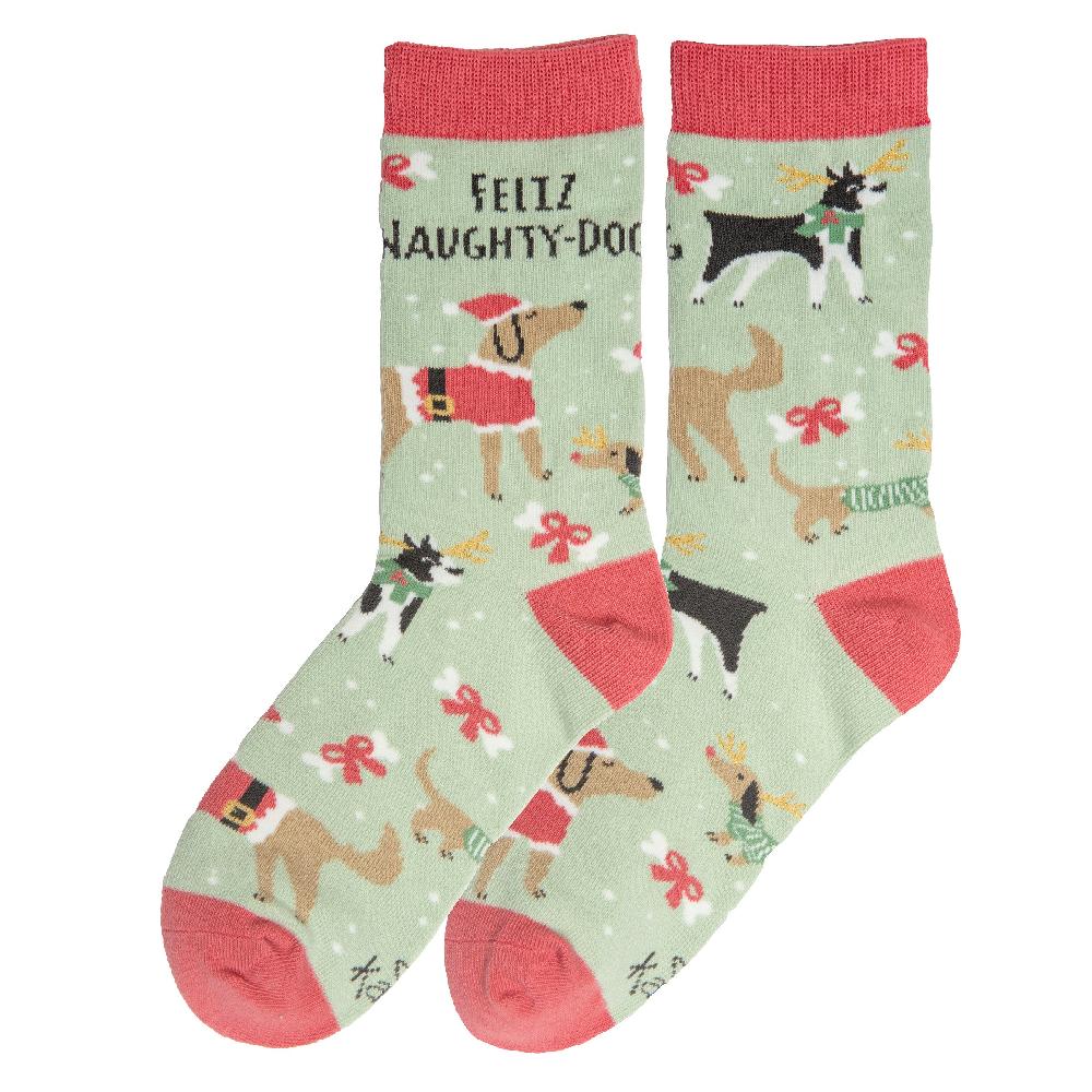 karma gifts Feliz Naughty Dog Holiday Socks