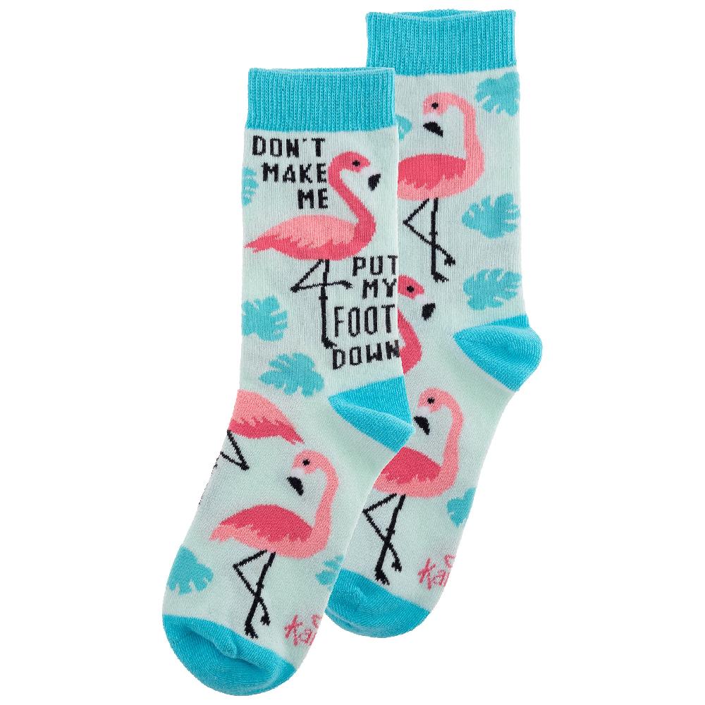 karma gifts Flamingo Foot Down Crew Socks