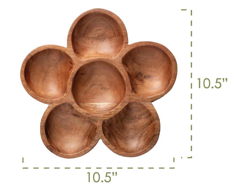 Karma Gifts Flower Wood Shaped Serving Bowl