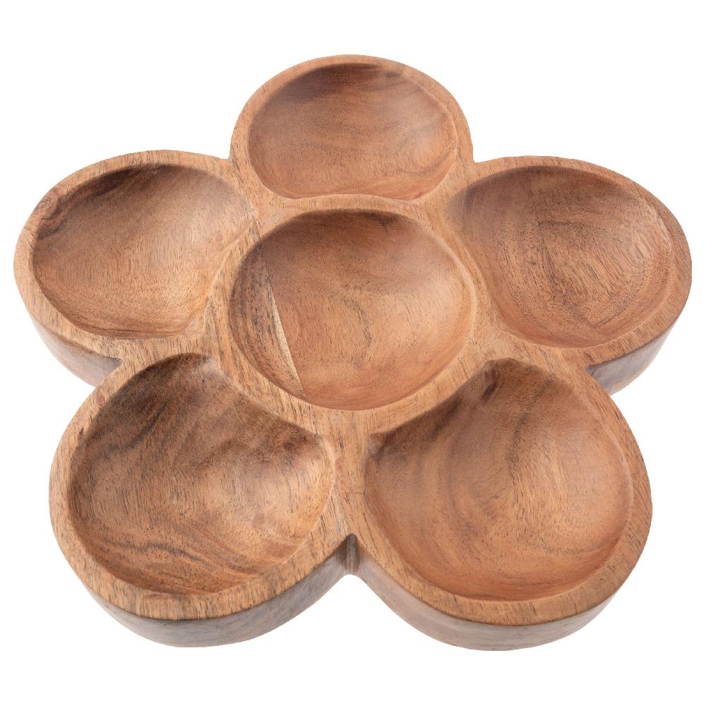 karma gifts Flower Wood Shaped Serving Bowl