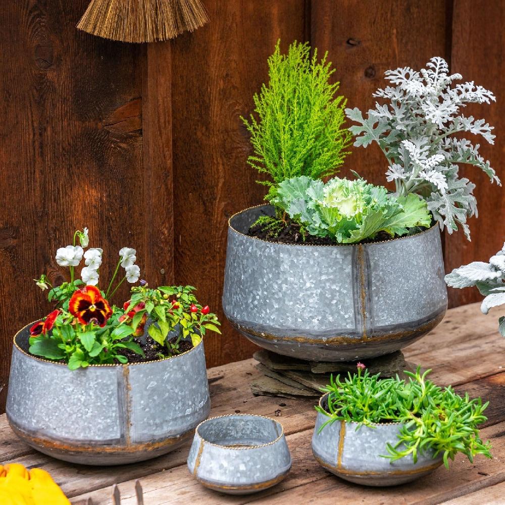Karma Gifts Galvanized Beaded Planters