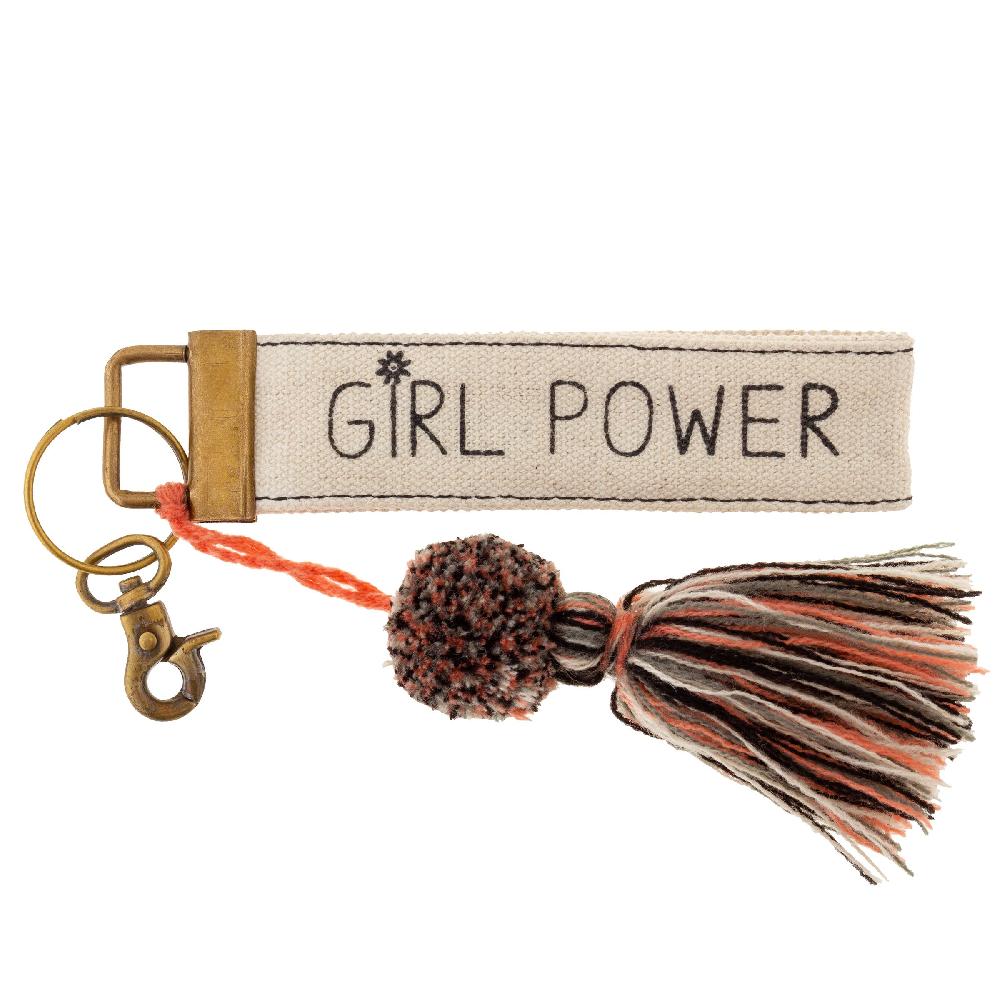 karma gifts Girl Power Canvas Tassel Key Chain