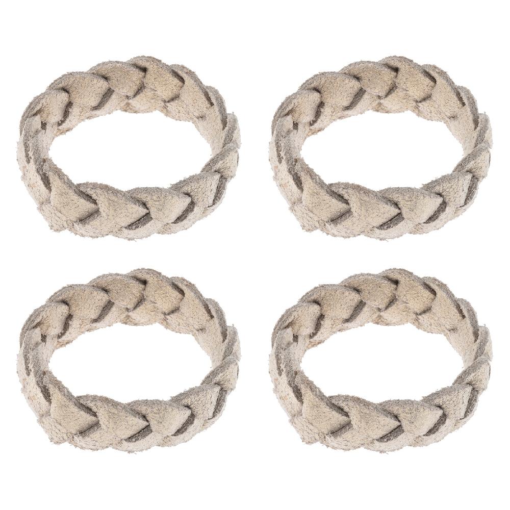 karma gifts Gold Leather Woven Napkin Rings