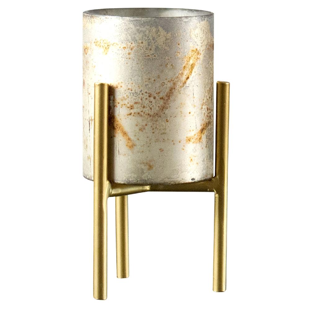 karma gifts Gold Short Mercury Glass Candle Holder