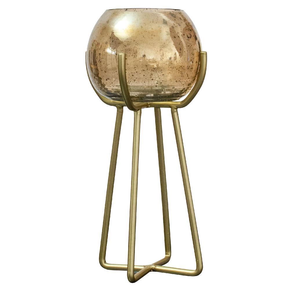 karma gifts Gold Tall Bubble Glass Candle Holder