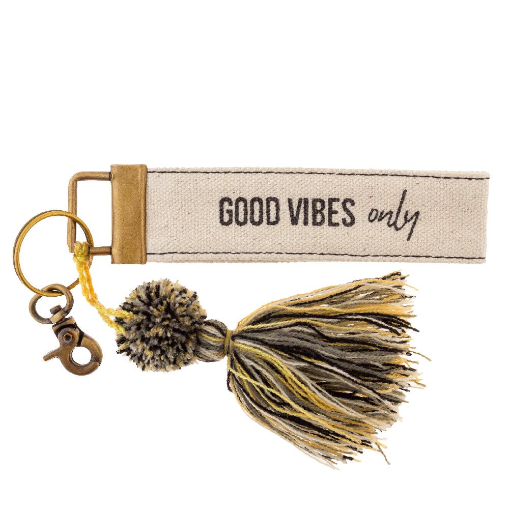 karma gifts Good Vibes Canvas Tassel Key Chain