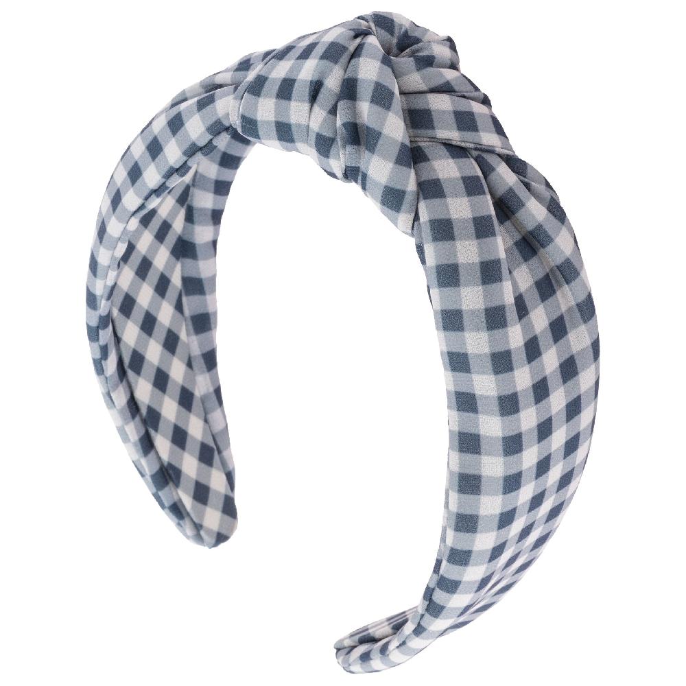 karma gifts Gray Gingham Knot Headbands