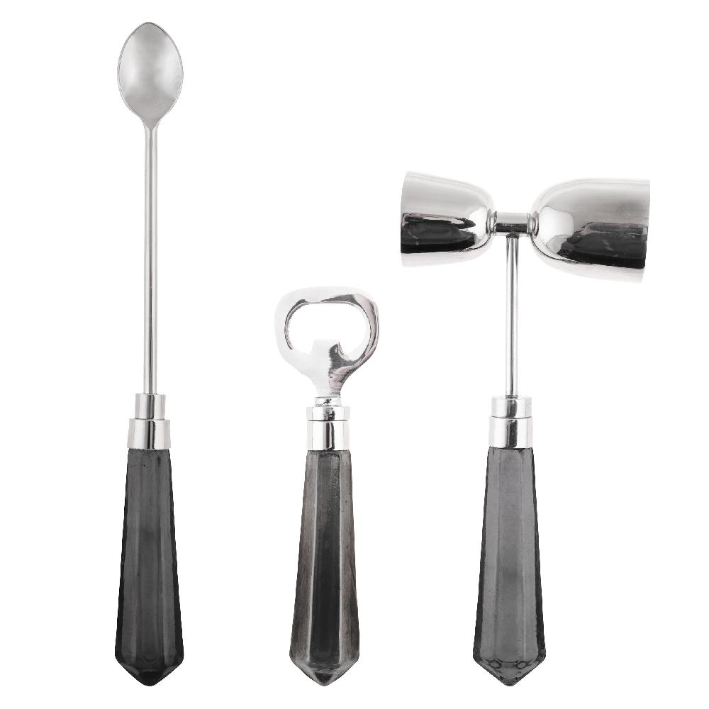 karma gifts Grey Harper Glass Bar Tools Set of 3