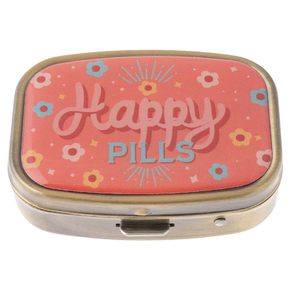 karma gifts Happy Pills Small Metal Pill Case