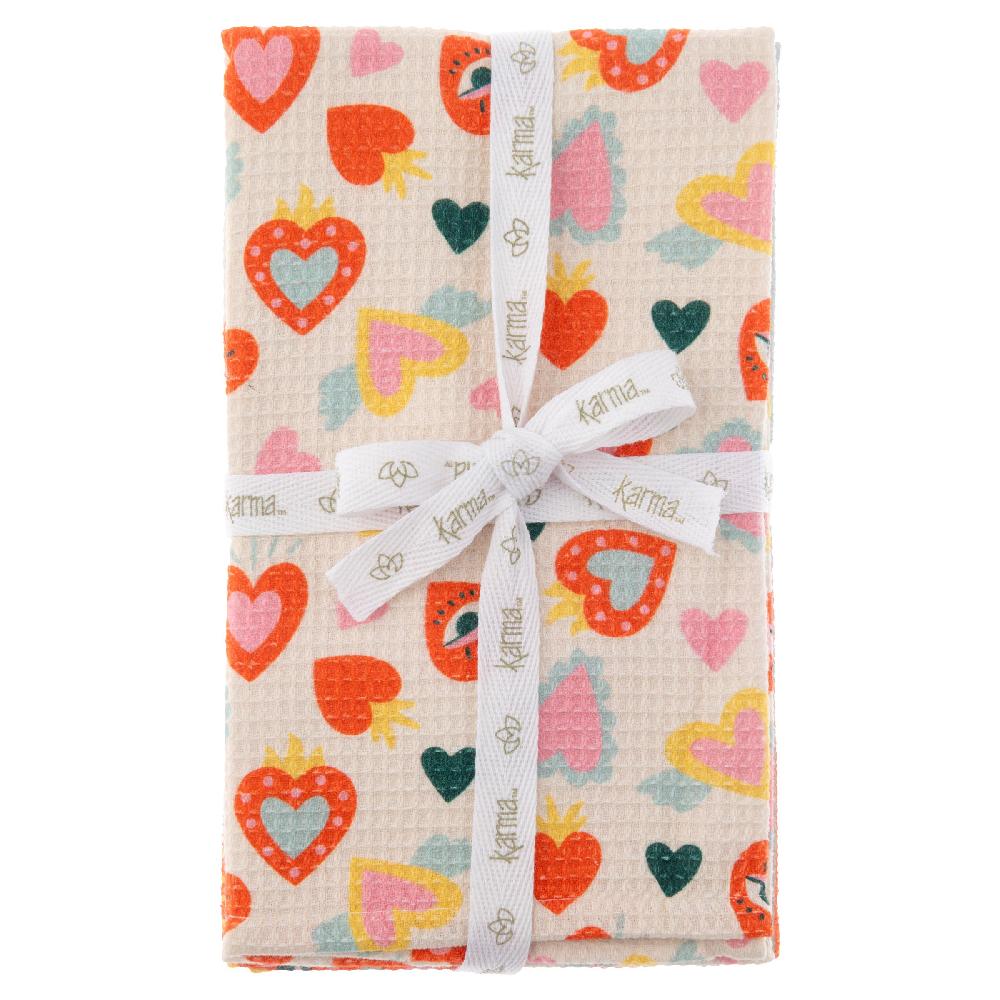 Karma Gifts Hearts Waffle Weave Tea Towels