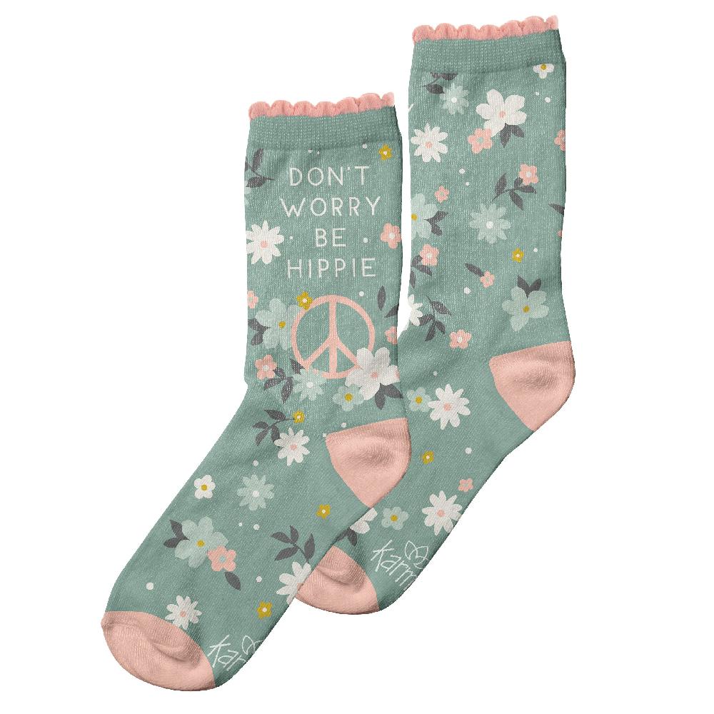 karma gifts Hippie - Sage/Pink Crew Socks