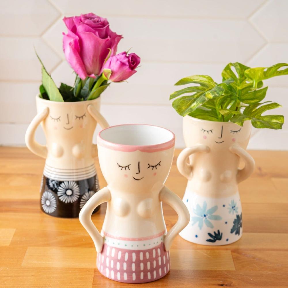 Karma Gifts Ink Floral Reyna Busty Lady Vases