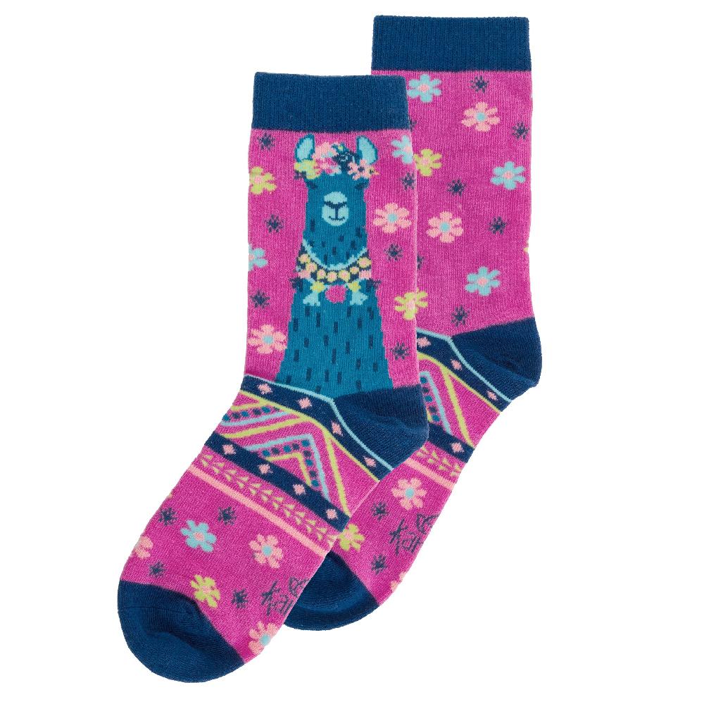 karma gifts Llama Pink Crew Socks