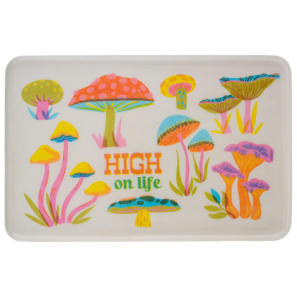 karma gifts Mushroom Large Rectangle Enamel Trays
