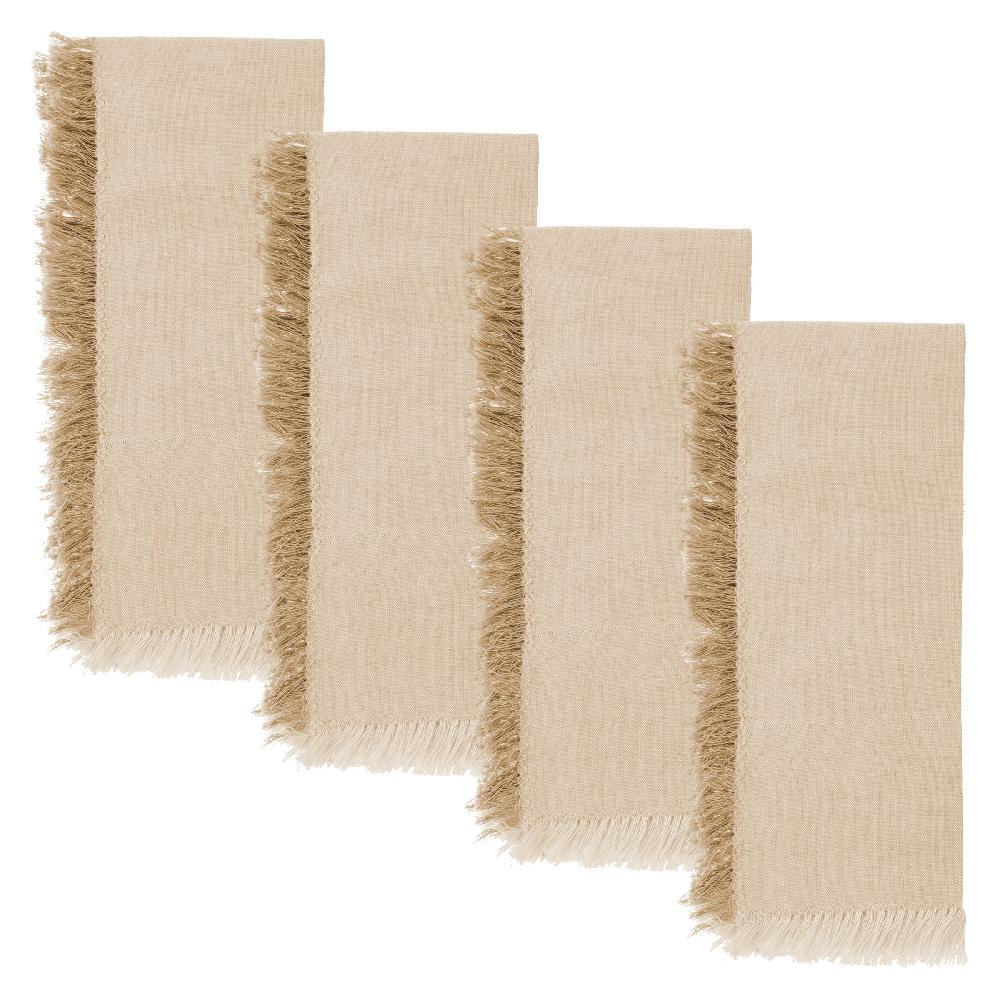 karma gifts Mustard Fringed Dinner Napkin Set