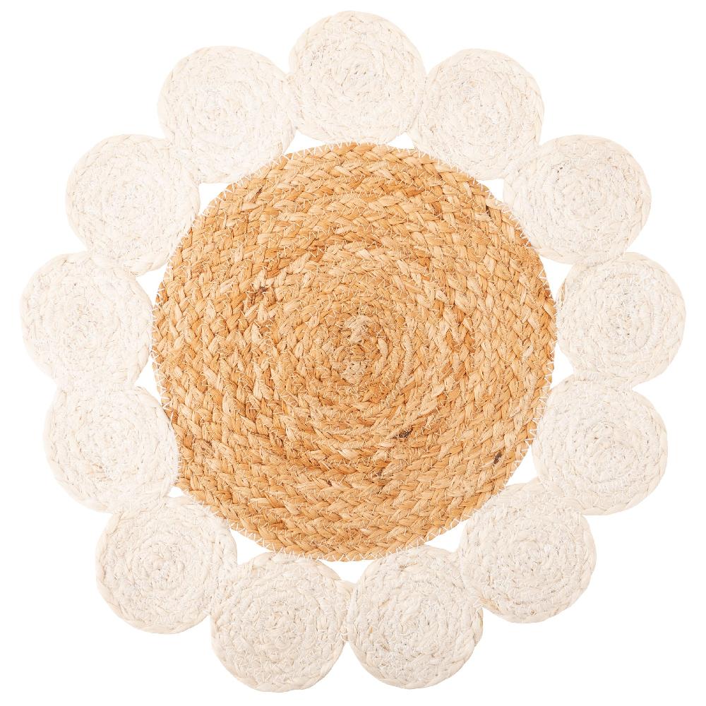 karma gifts Natural & White Jute Floral Placemats