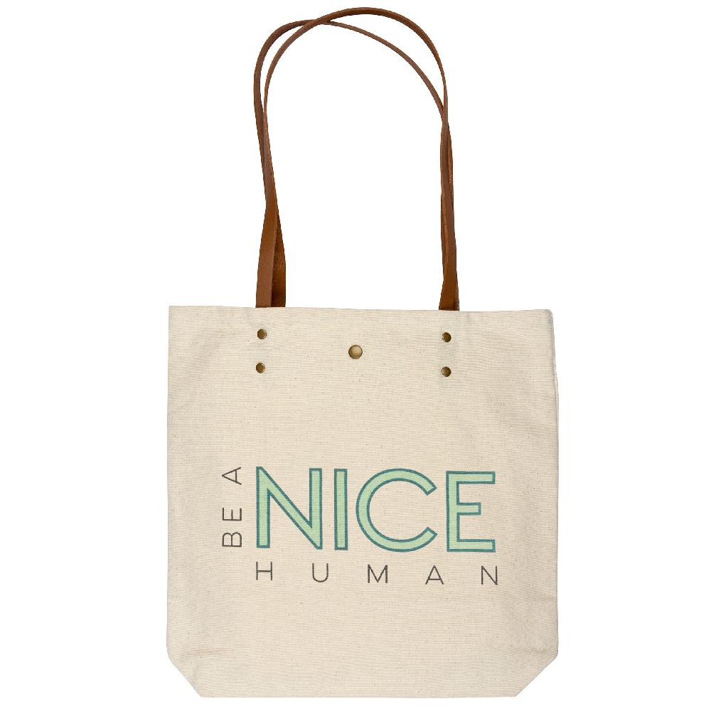 karma gifts Nice Human Cotton Canvas Book Bag