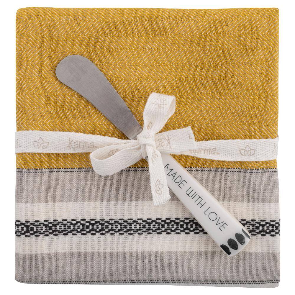 karma gifts Ochre Lisbon Tea Towel with Spreader