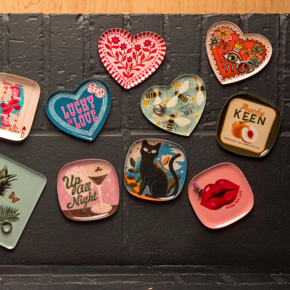 Karma Gifts Peach Small Square Enamel Trays