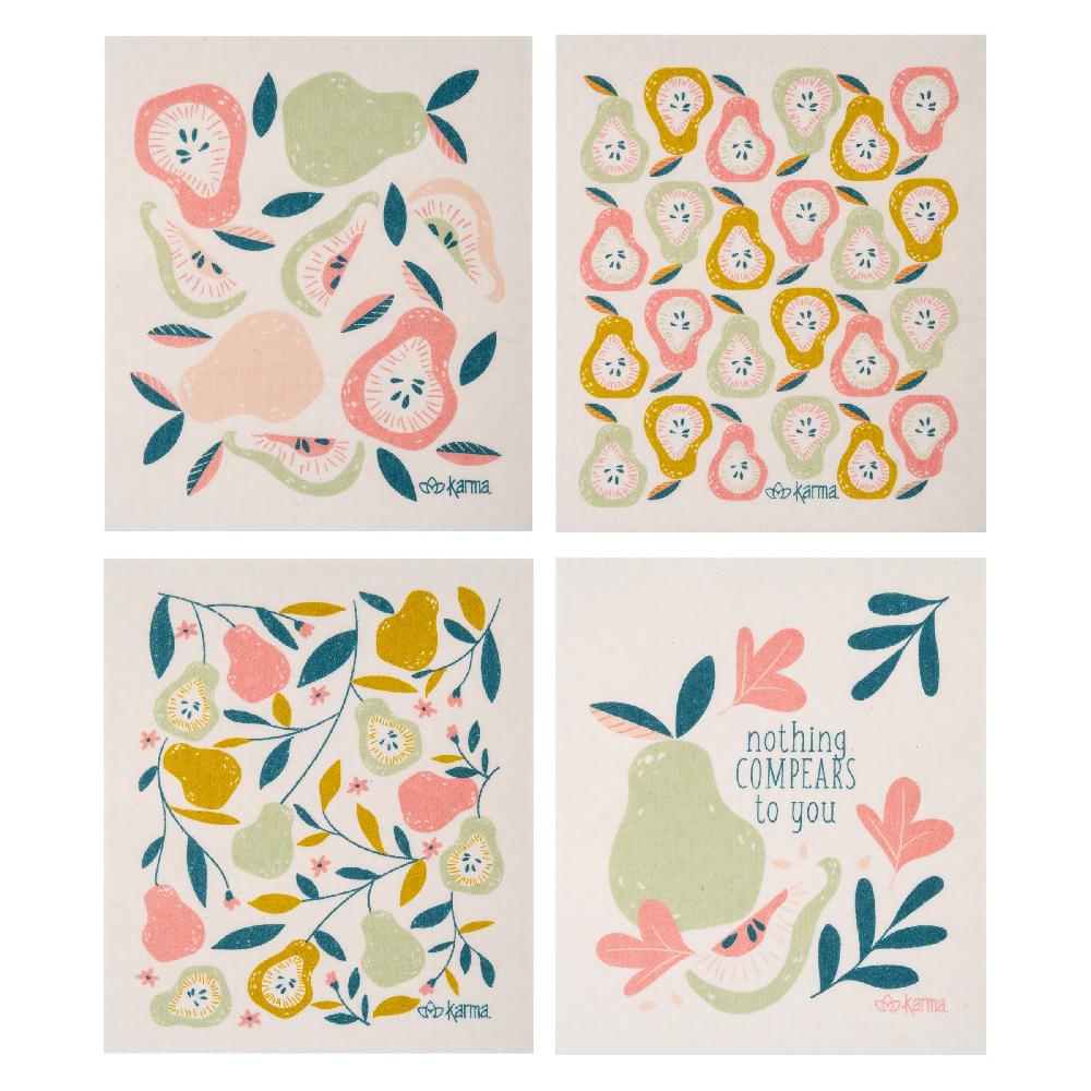 karma gifts Pear Set of 4 Swedish Dishcloths