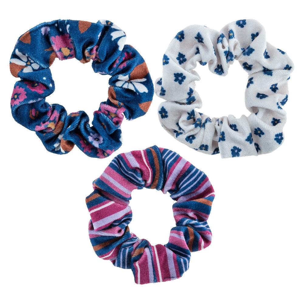 karma gifts Plum Floral Velvet Scrunchies - 3 Pack