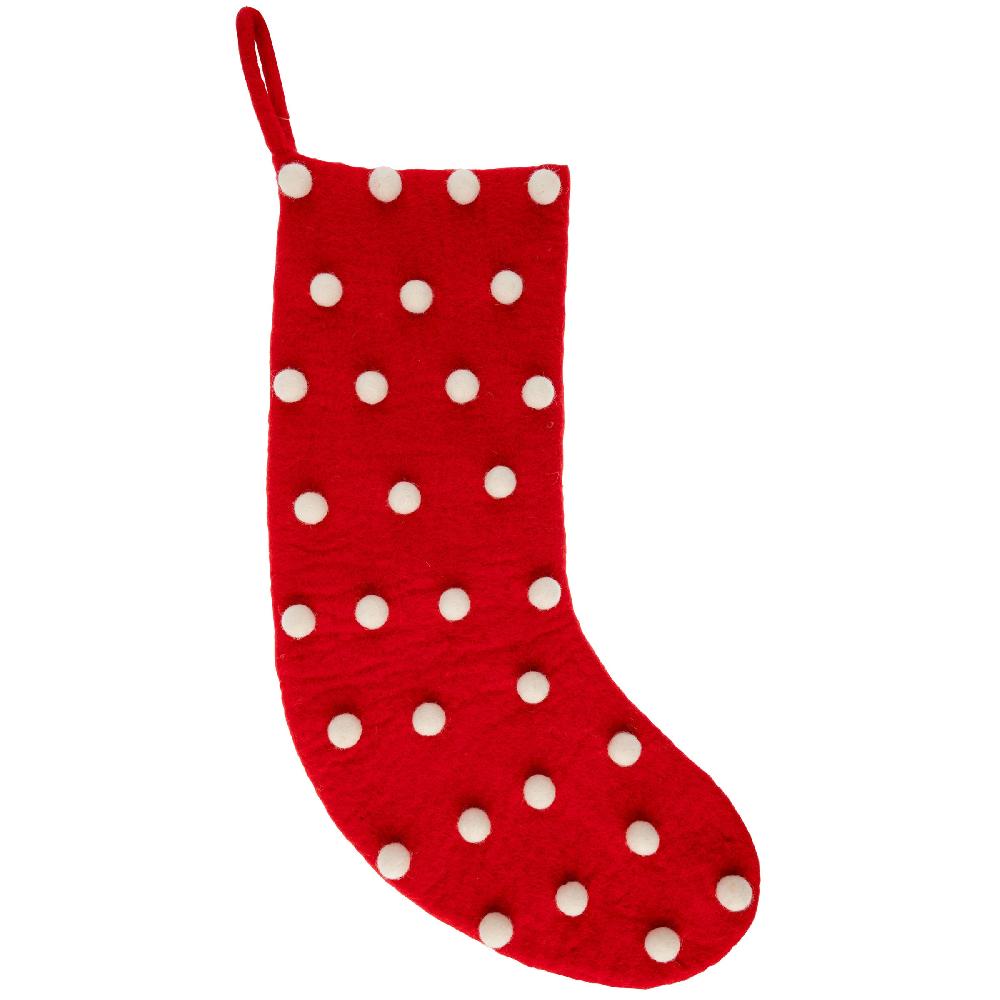 karma gifts Red Felt Pom Pom Stocking