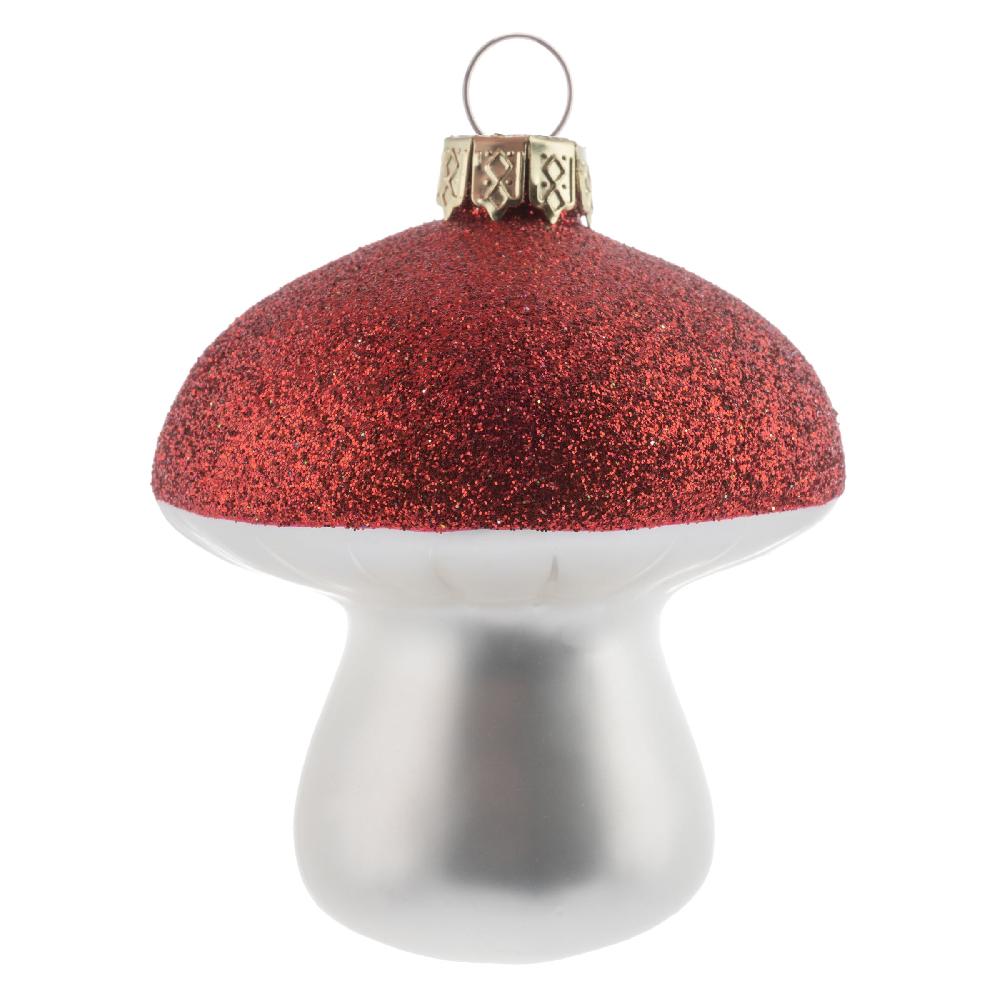 karma gifts Red Mushroom Glitter Top Ornament