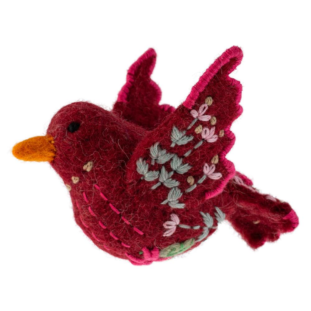 karma gifts Red Scandi Bird Felted Ornament