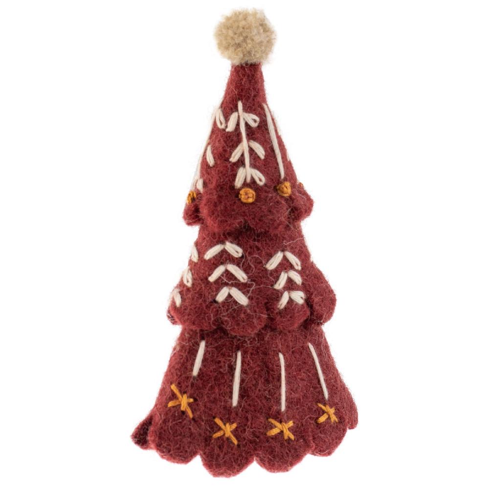 karma gifts Red Scandi Tree Felted Ornament