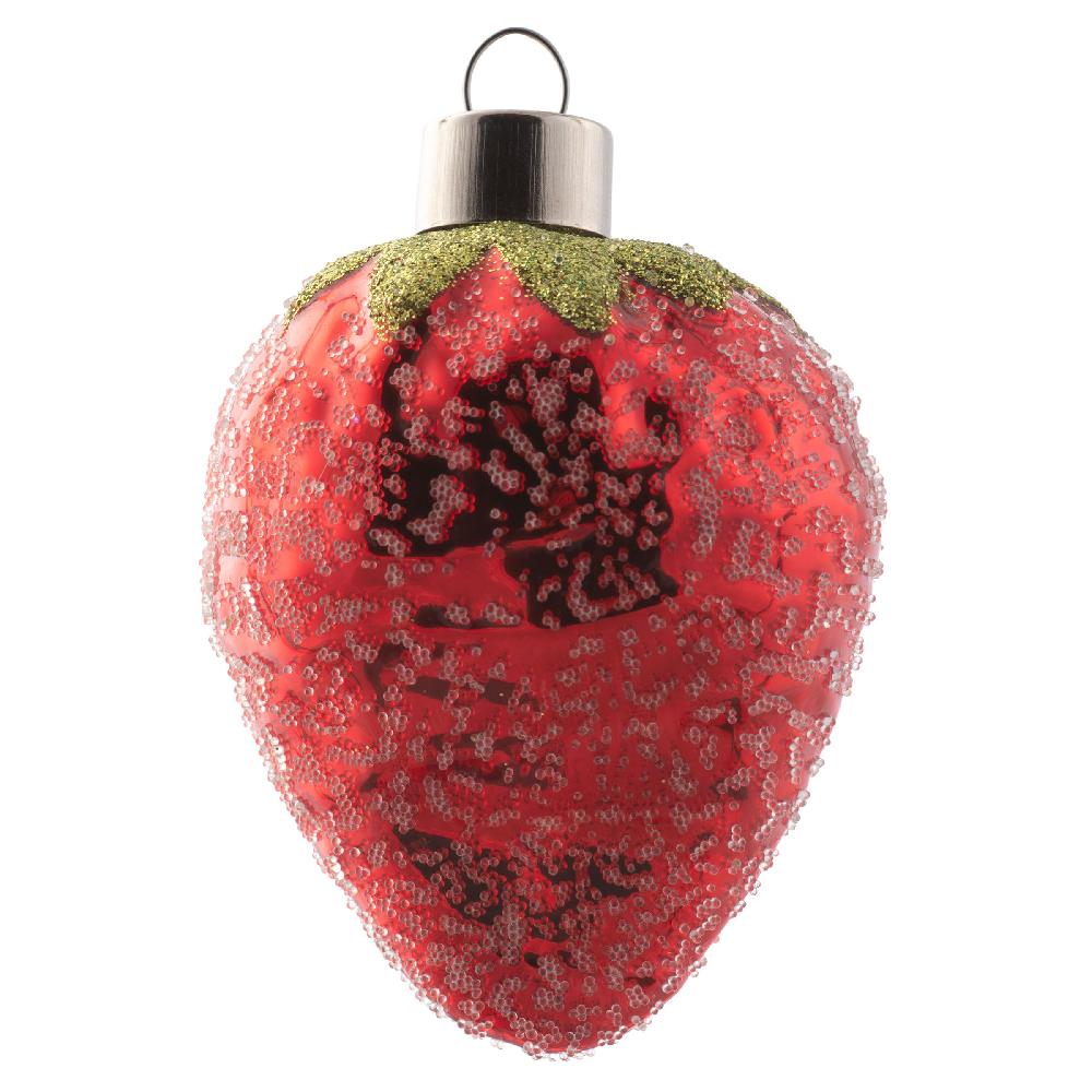 karma gifts Red Strawberry Mercury Glass Ornament