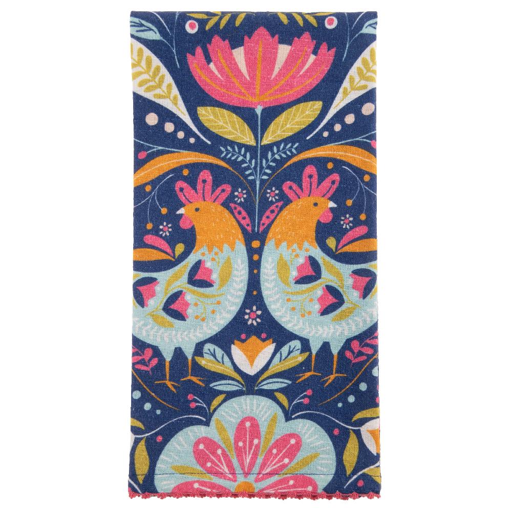karma gifts Rooster Eclectic Tea Towel